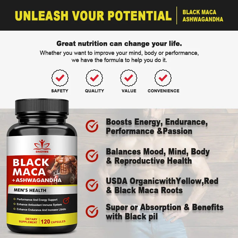 Black Maca Root Capsules Ashwagandha